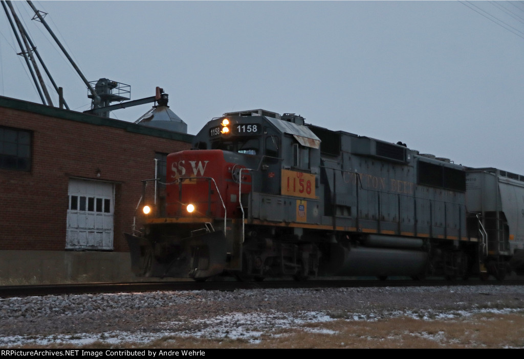 Return trip to Janesville gets underway in the last dim light of an overcast winter day